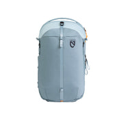 The Vantage™ 26L Endless Promise® Everyday Adventure Daypack by NEMO Equipment is a light gray, water-resistant backpack with a top zipper, vertical front strap, side pockets, and the NEMO logo on the upper front.