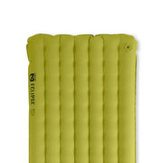 The NEMO Equipment Eclipse™ All-Season Lightweight Insulated Sleeping Pad is a green, lightweight camping mattress with vertical air chambers and an upper right valve—ideal for comfortable backpacking on any adventure.