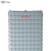 Light blue rectangular NEMO Equipment Tensor™ All-Season Ultralight Insulated Sleeping Pad with Spaceframe™ baffles. R-value 5.4 shown in the top left; part of the Tensor All-Season series.